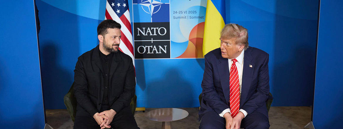 Volodymyr Zelenskyy and US President Donald Trump during an Official Visit of the President of Ukraine to the Kingdom of the Netherlands on June 24, 2025.