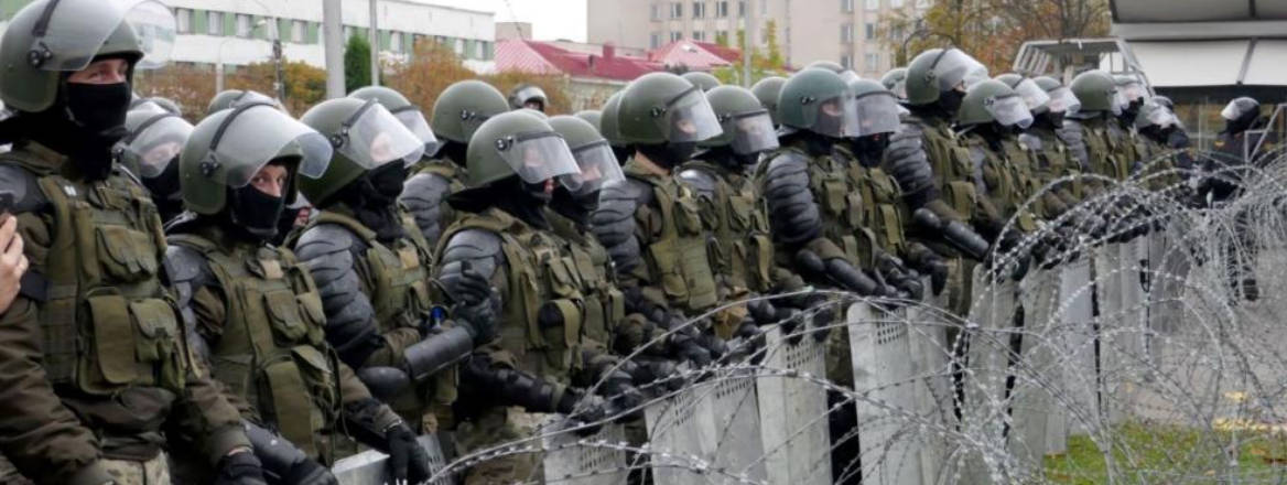 Belarus riot team at protest