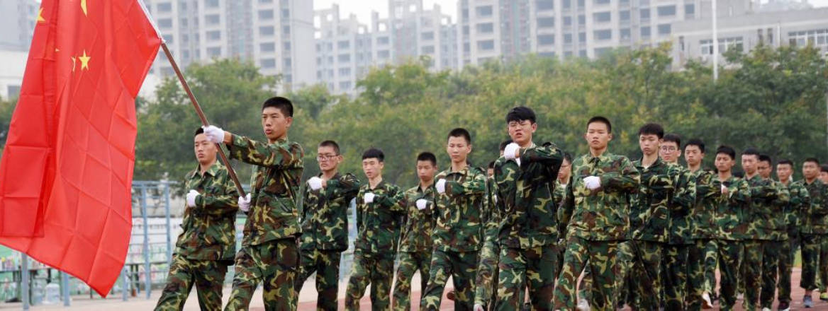 chinese students in military training