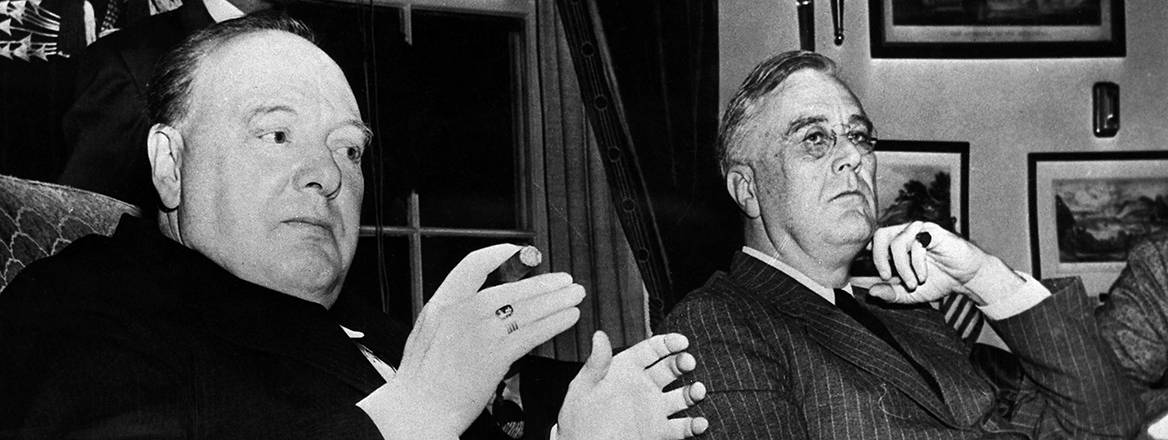 Prime Minister Winston Churchill and President Franklin Roosevelt at the White House in Washington on 23 December, 1941.