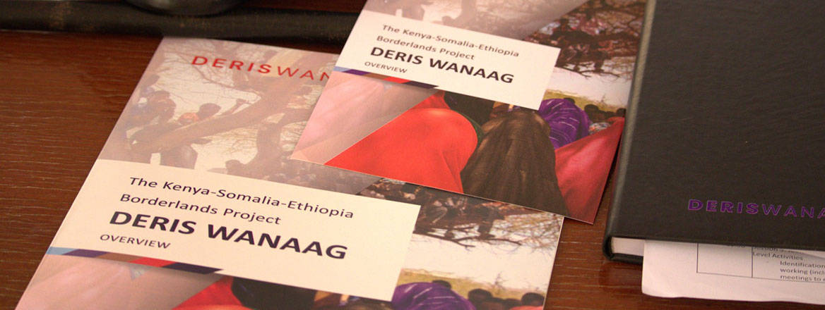 Folders containing meeting documents titled The Kenya-Somalia-Ethiopia Borderlands Project Deris Wanaag Overview