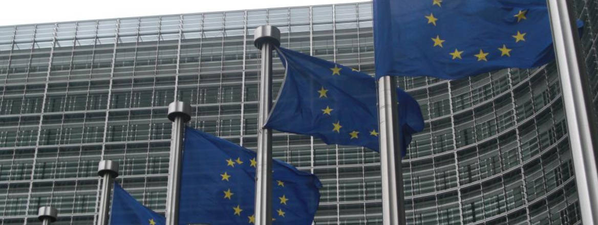 Flags in front of the European Commission building
