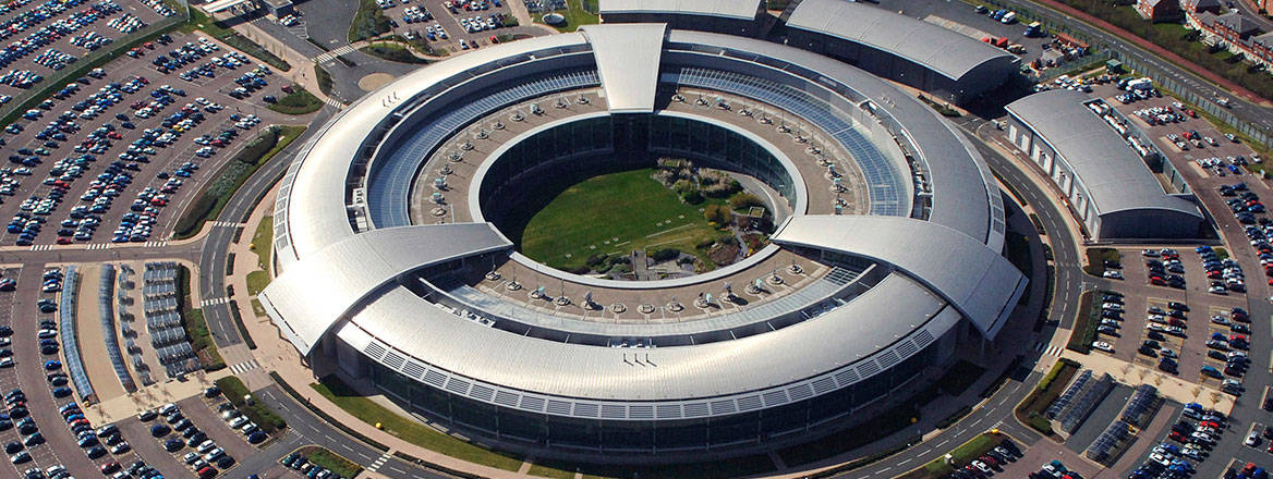 An aerial image of the Government Communications Headquarters (GCHQ) in Cheltenham, Gloucestershire. Courtesy of GCHQ / Crown Copyright