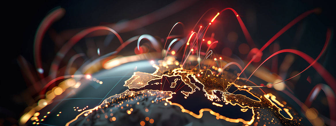 Image of globe showing connection lines to illustrate paper on cyber attributions
