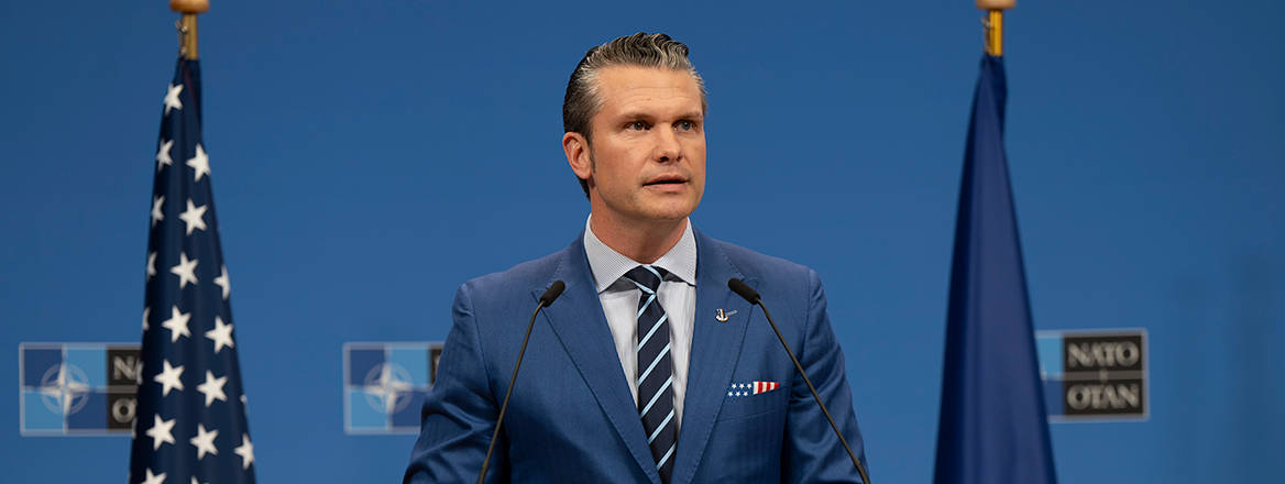 Pivotal moment: US Secretary of Defense Pete Hegseth conducts a press conference at NATO Headquarters in Brussels on 13 February 2025