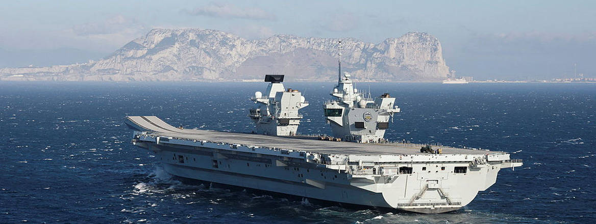 HMS Prince of Wales approaches the Rock of Gibraltar