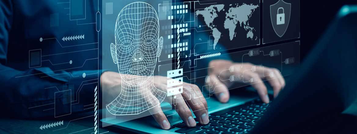 Person at a keyboard working on identity theft