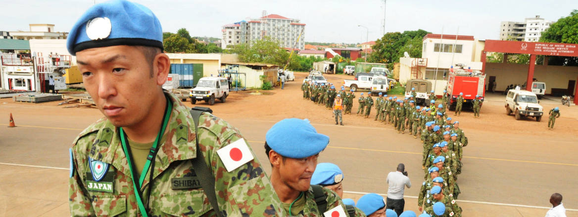 Japanese peacekeepers queue