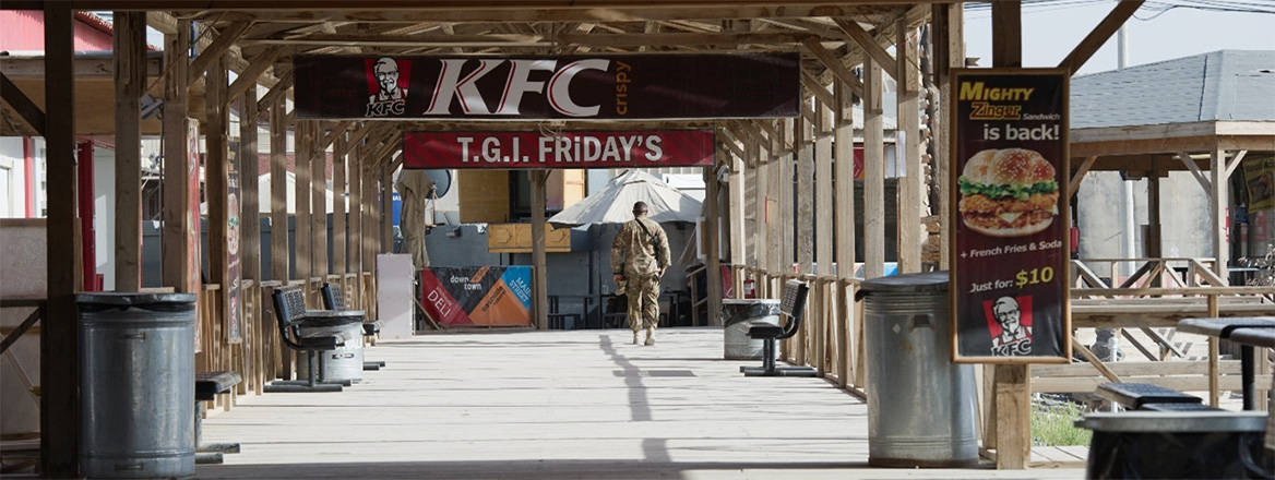 The broadwalk area of Kandahar Airfield. Courtesy of IWM DC 3937