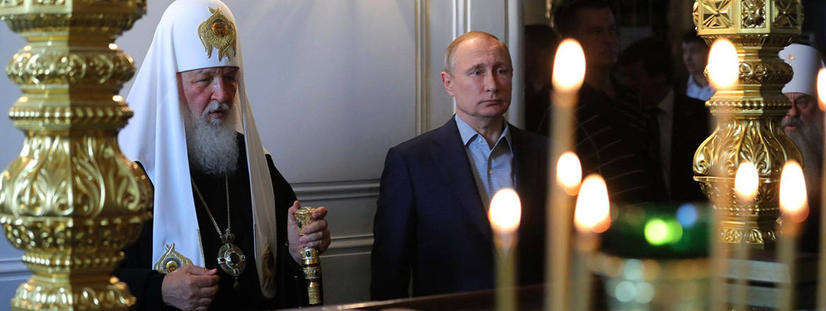Spiritual mission: Russian President Vladimir Putin with Patriarch Kirill of Moscow, leader of the Russian Orthodox Church, which has provided support for his actions in Ukraine