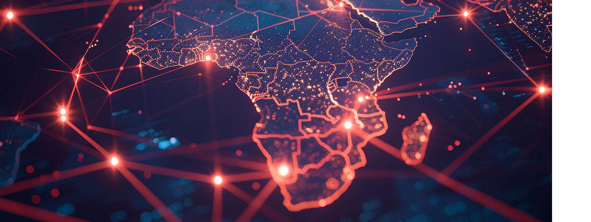 Network connections over Africa map for paper on state threats
