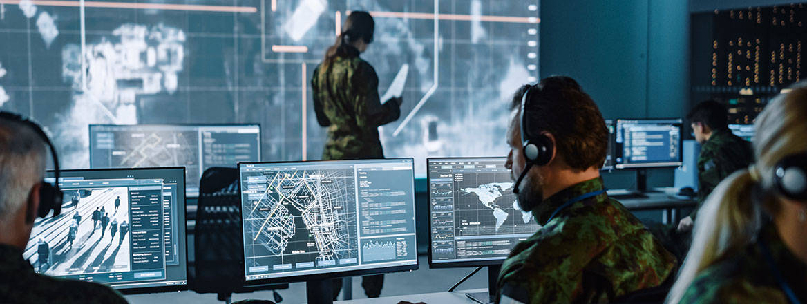 Officers in an operations room to illustrate a paper on the women, peace and security agenda