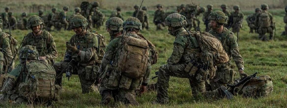 B Company 2 Para line up and prepare for battle prior to conducting a live fire company attack on Salisbury Plain, as part of Exercise Wessex Storm 2020
