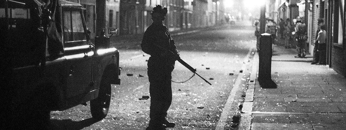 A British Army patrol in Northern Ireland during the Troubles
