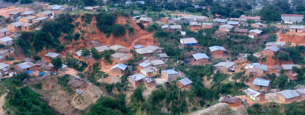 An aerial view of a slum in Pemba a port town and the capital of Cabo Delgado Province, on Mozambique's northeastern coast. Africa
