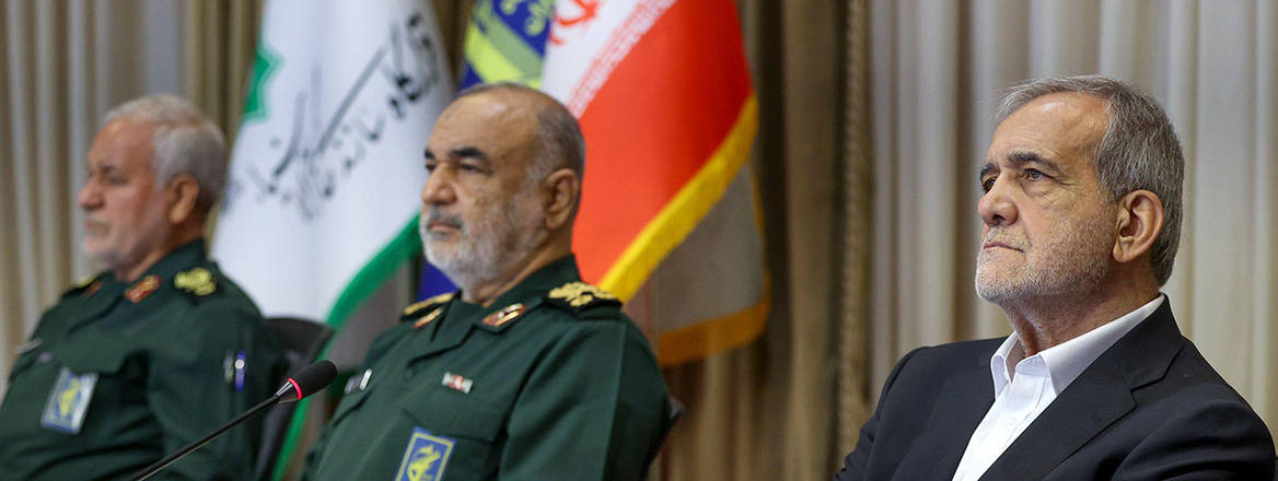 Walking a tightrope: Iranian President Masoud Pezeshkian at a meeting with Islamic Revolutionary Guard Corps commander-in-chief Hossein Salami on 7 September 2024