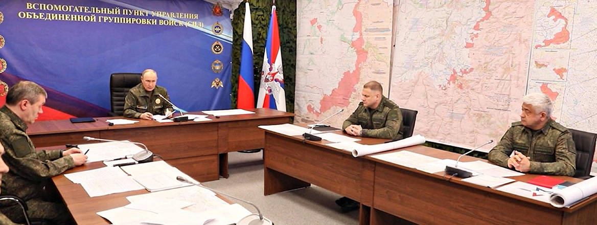 Political inertia: Russian President Vladimir Putin speaks to military commanders during a visit to a Joint Group of the Russian Forces command post, 3 July 2026. Image: Russian Presidential Press Service/Alamy