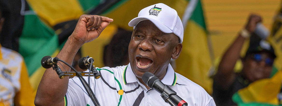 Ramped-up rhetoric: South African President Cyril Ramaphosa gives a speech in February 2024