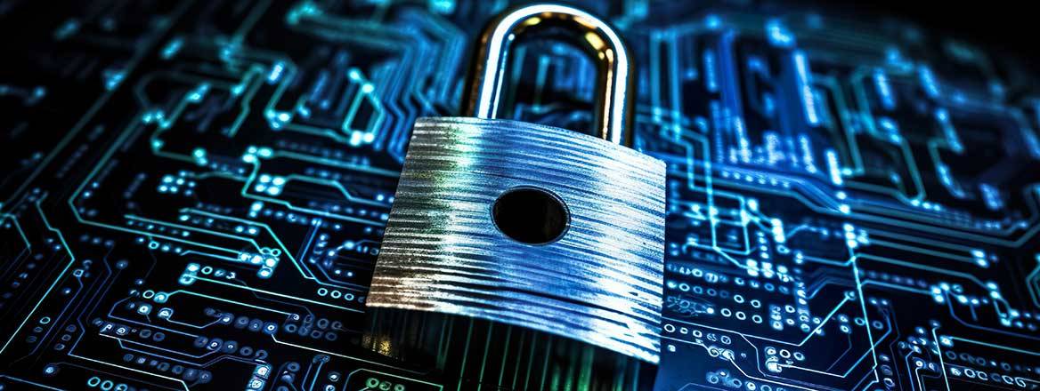 Concept art of a padlock on a digital network. Generated with AI.