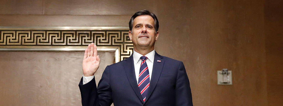 Stepping up: Donald Trump's nominee for Director of Central Intelligence, John Ratcliffe, at a US Senate hearing in 2020