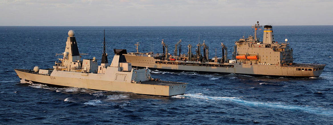Reassuring presence: HMS Diamond pictured alongside USNS Kanawah during anti-Houthi operations in the Red Sea in February 2024