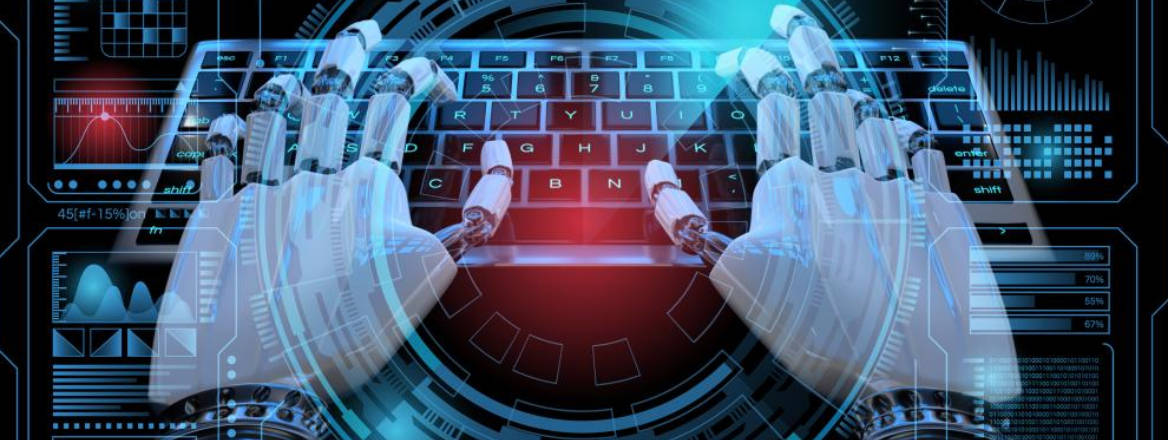robot hands on keyboard