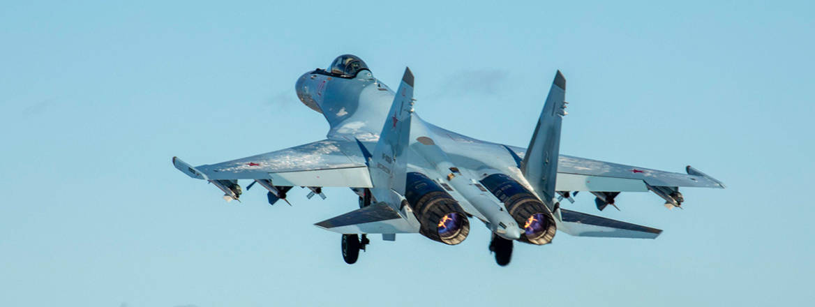 Jetting off: a Sukhoi Su-35S taking off from Khotilovo Airbase in Tver Oblast, Russia