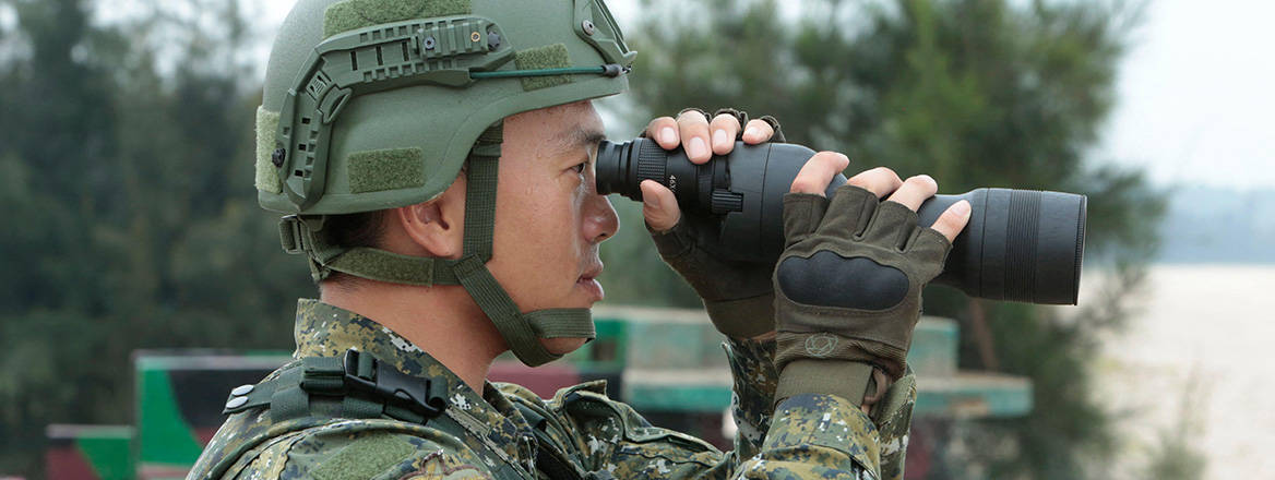 A Taiwanese marine pictured during an anti-invasion drill in 2019