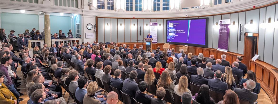 The Rt Hon. the Baroness May of Maidenhead addresses audience at RUSI