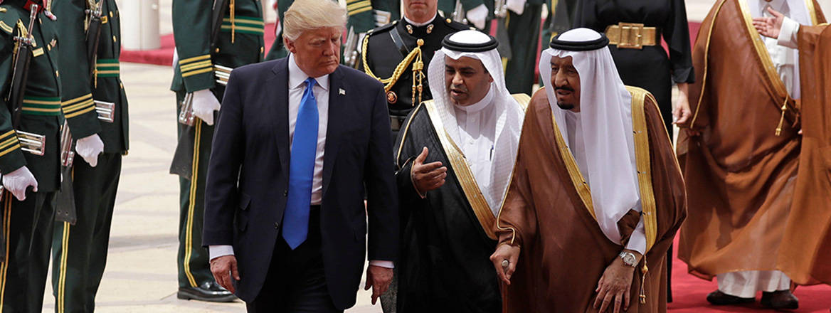 Royal welcome: President Donald Trump arrives in Riyadh during a visit to Saudi Arabia in 2017