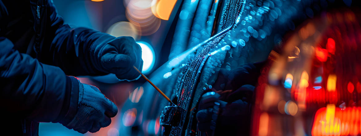 Man breaking into vehicle