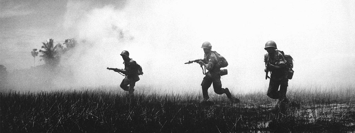 South Vietnamese forces assault a stronghold in the Mekong Delta during the Vietnam War