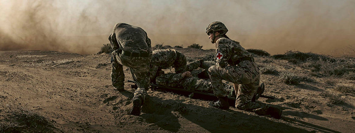 Vital practice: an RAF Medical Emergency Response Team prepare to evacuate a simulated casualty during an exercise in Cyprus