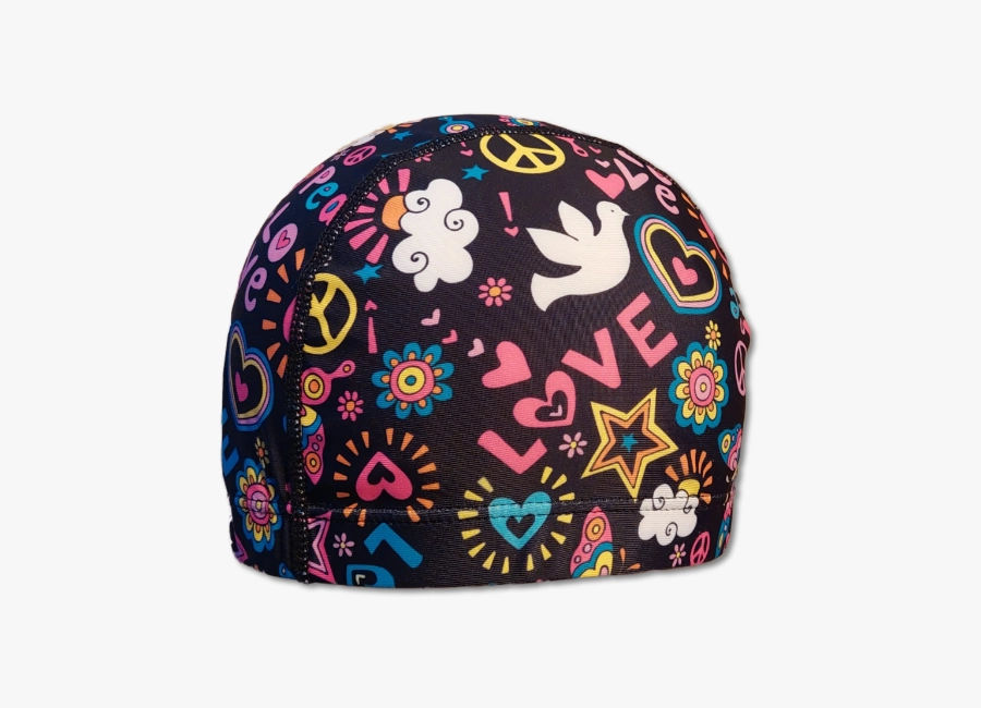 Love and Peace Lycra Swim Cap