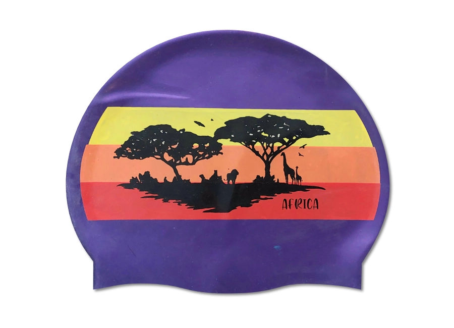 Africa Sunset Silicone Swim Cap