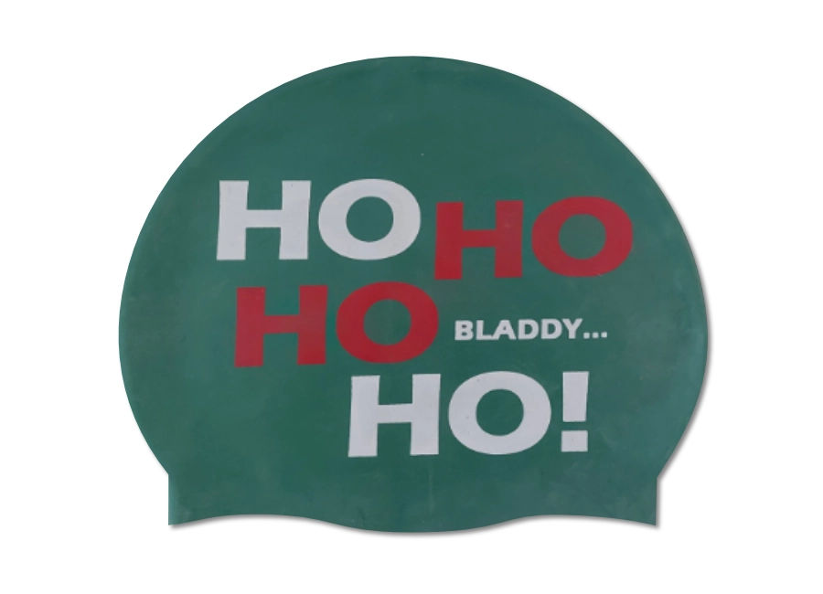 HO HO HO Green Silicone Swim Cap