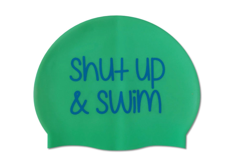 Shut up and Swim Green Silicone Swim Cap