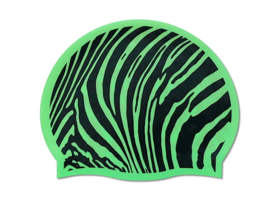 Green Zebra Silicone Swim Cap