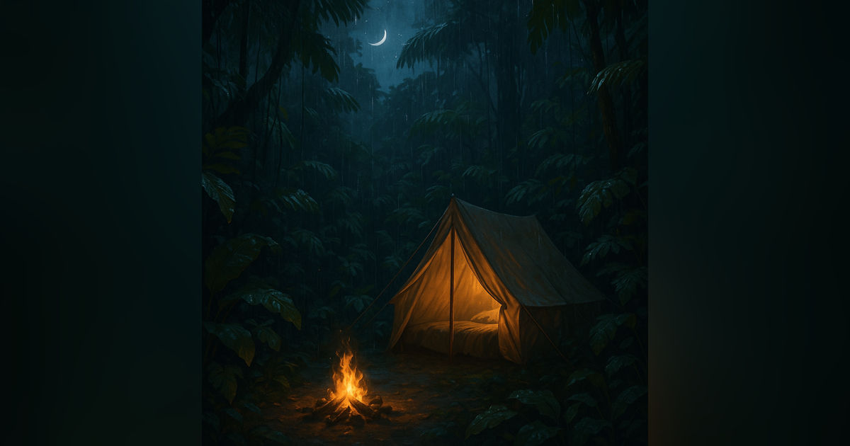 Tropical Rainforest Ambience 🏕️🌙 nature sounds for sleep 8 hours, rain on leaves & cozy
