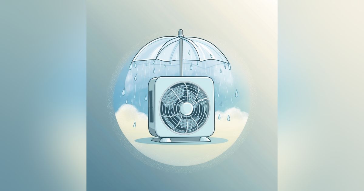 Box Fan with Rain Under An Umbrella Sounds for Sleeping