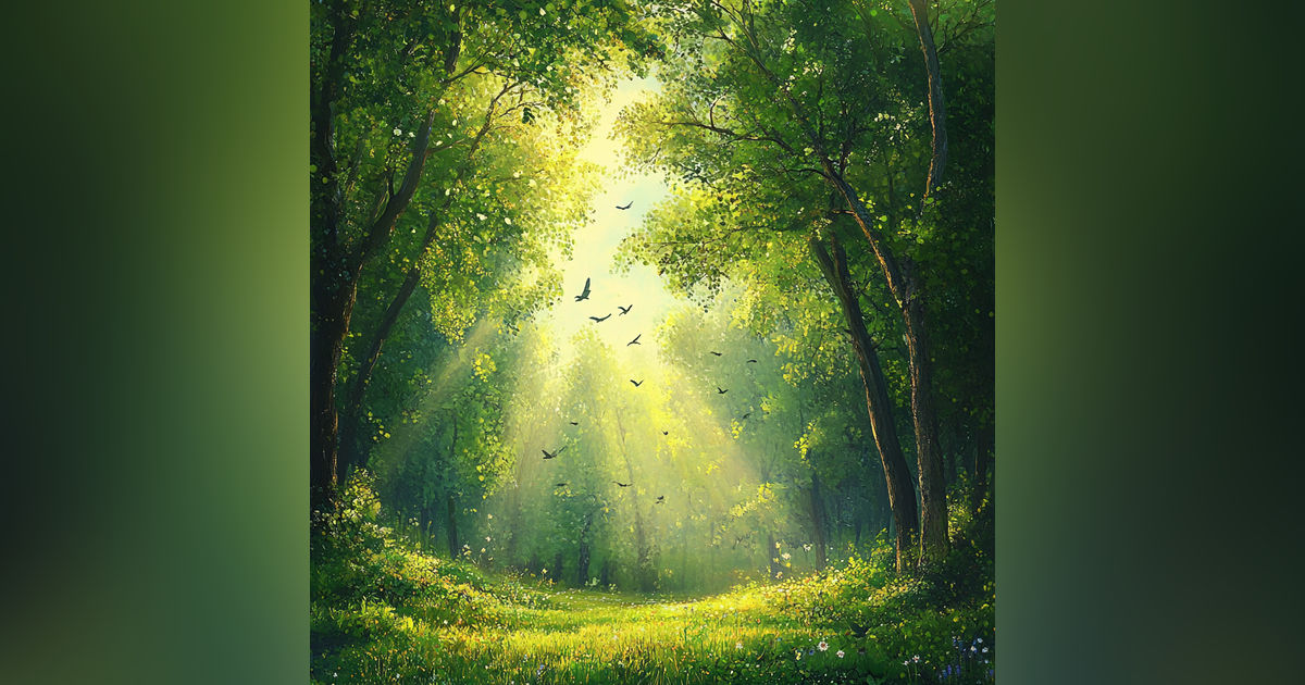 A Quiet Day with Birds Singing and Light Wind in the Green Forest - Sounds for Relaxation and Sleep