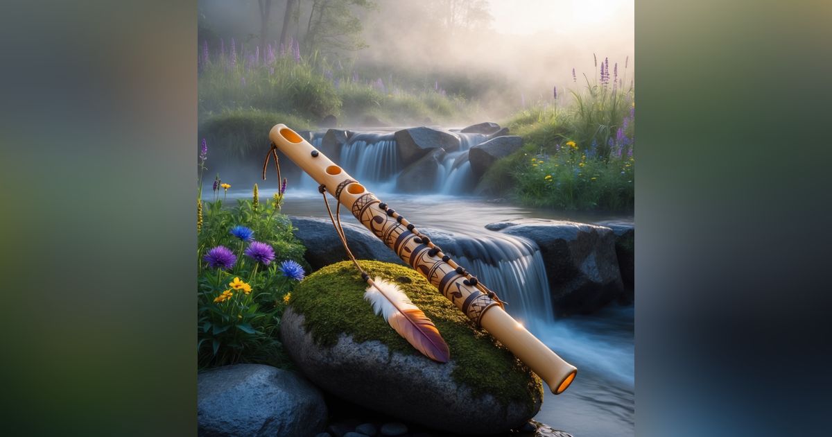 Native American Flute With Waterfalls Sounds for Relaxing and Reducing Anxiety