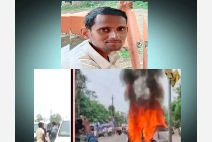 आंदोलंक आक्रमक कार पेटवली