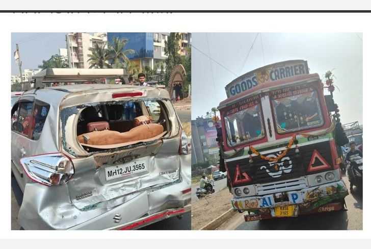 सिग्नल जवळ अपघात अनेक वाहने एकमेकांवर आदळली