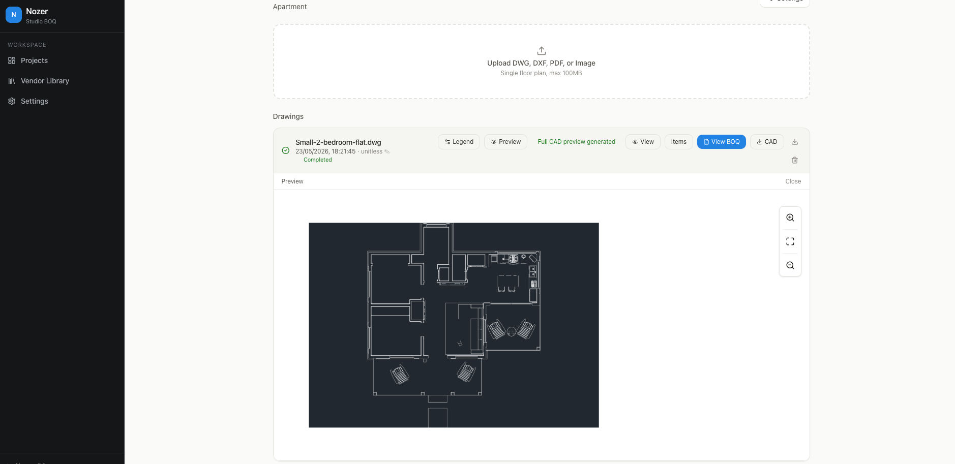 Nozer Studio BOQ - AI-powered solution by 360Labs