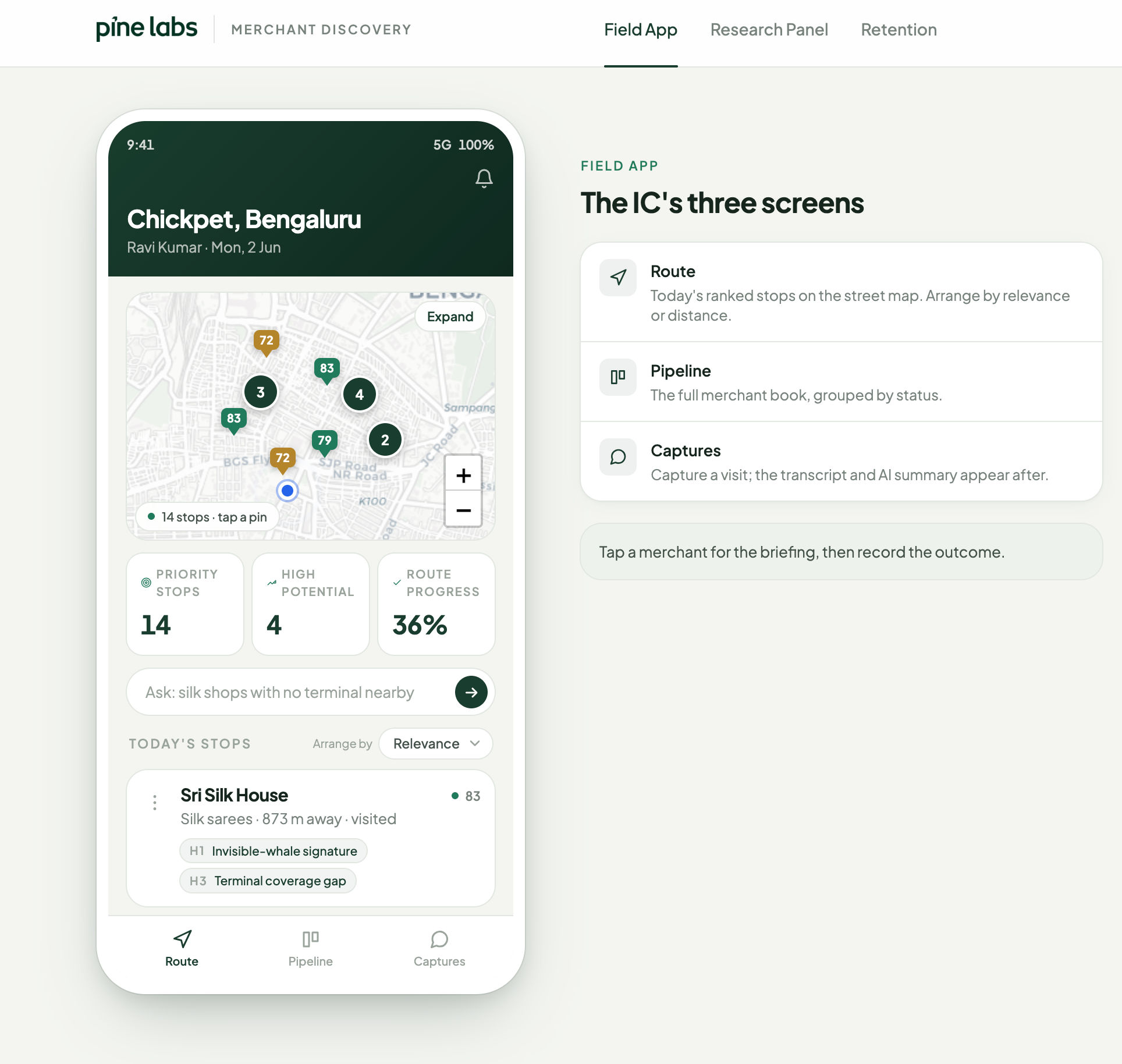 Pine Labs Merchant Discovery + Retention - AI-powered solution by 360Labs