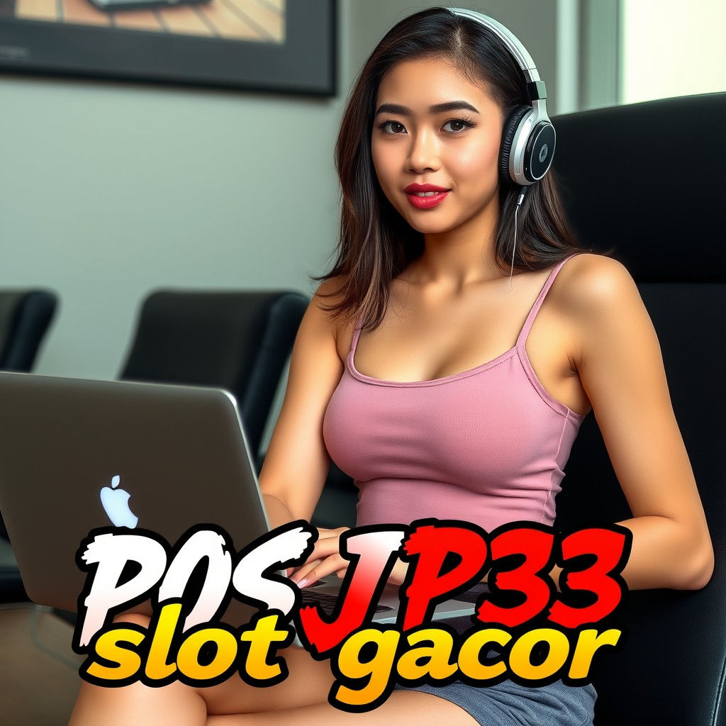 Gambar pemain sedang bermain slot POSJP33 dengan deposit QRIS Rp10.000 dan tampilan kemenangan besar.