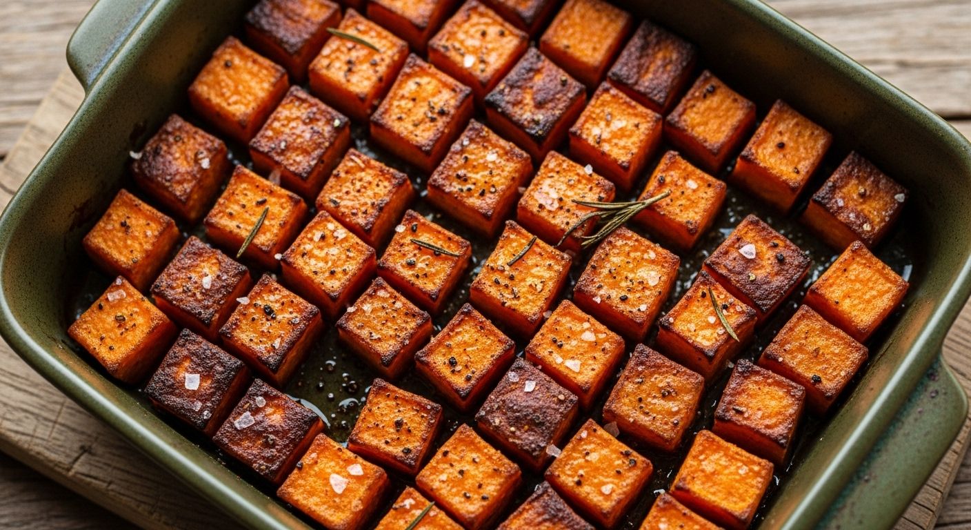 baked cubed sweet potato