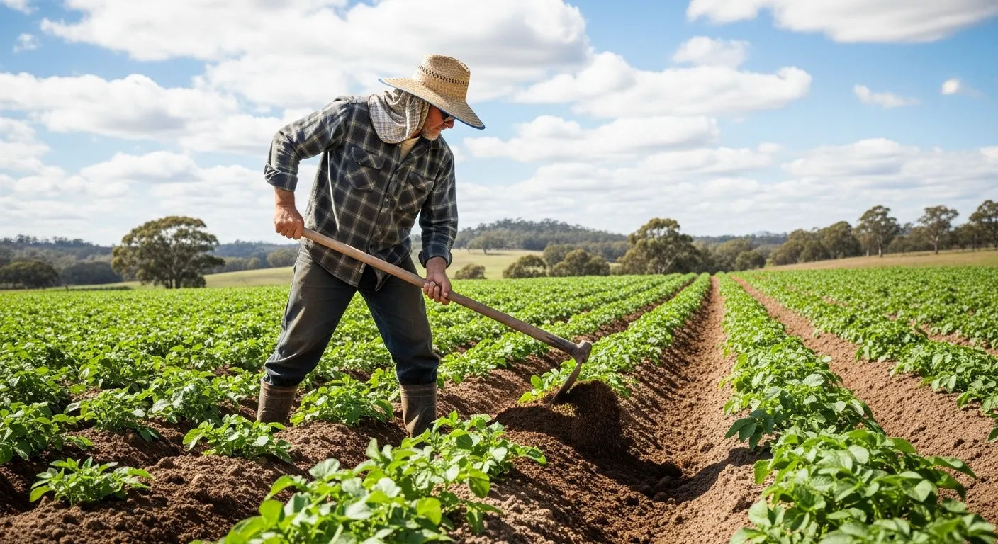 hilling potato plants