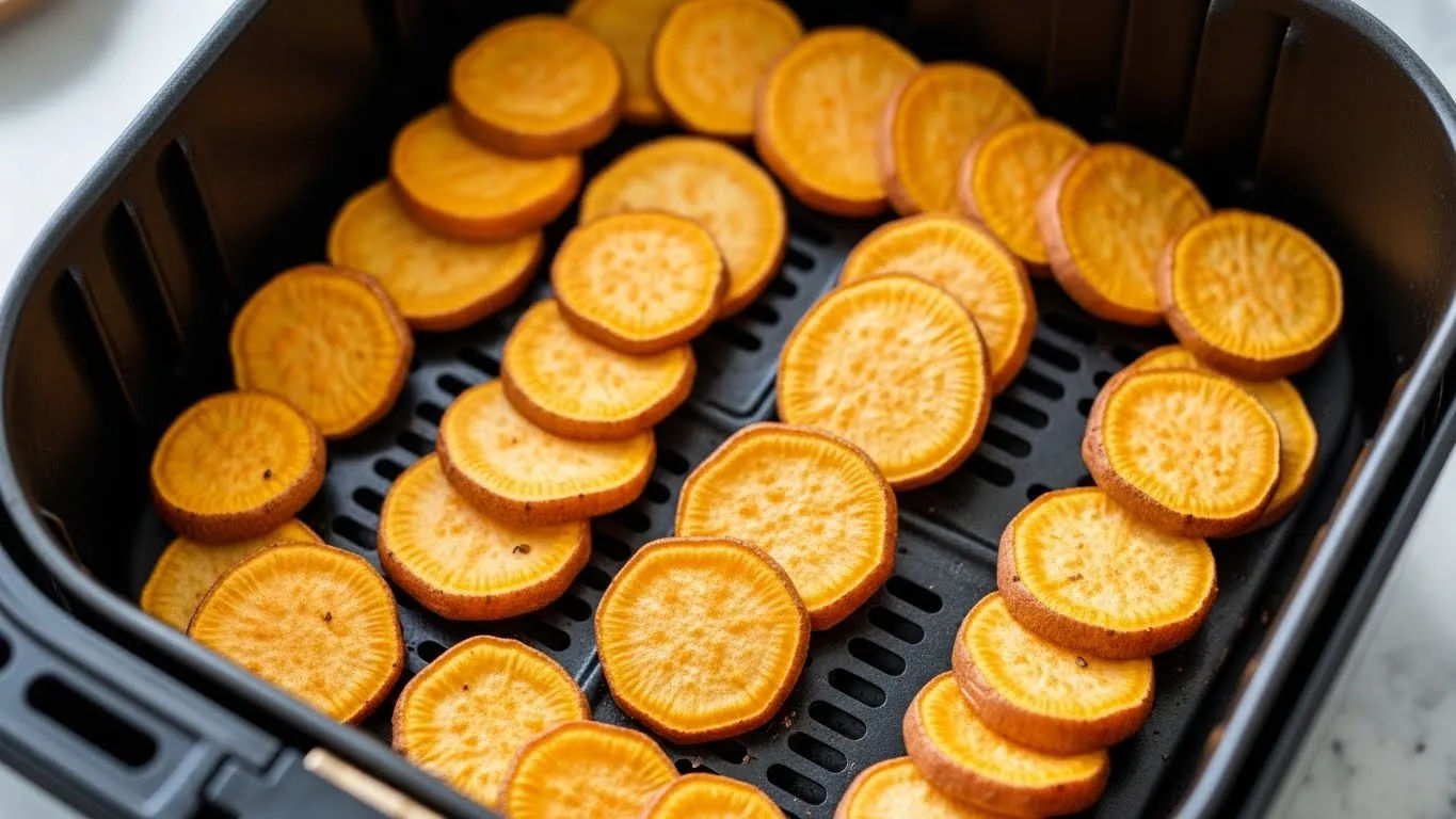 sliced sweet potatoes in air fryer